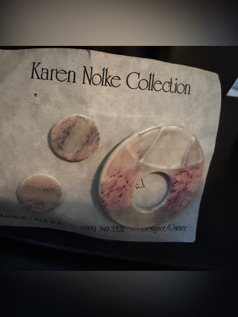 Karen Nolke Collection Pink & Cream Pendant and Stud Set